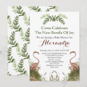 Elegant Giraffe Pink Floral Baby shower uitnodigin (Voorkant / Achterkant)