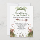 Elegant Giraffe Pink Floral Baby shower uitnodigin (Voorkant)