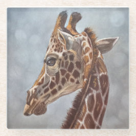 Elegant Giraffe Portret Glazen Onderzetter
