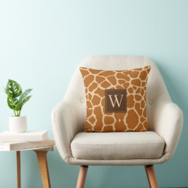 Elegant Giraffe Print Monogram Kussen