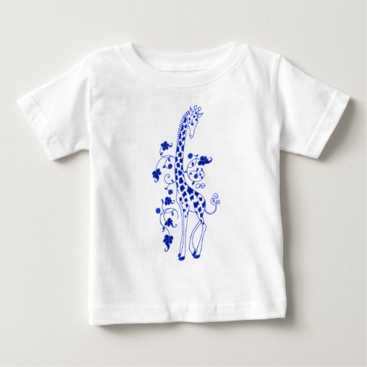 Elegant Giraffe T-shirt voor kinderen ~Blue (Voorkant)