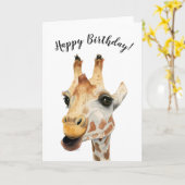 Elegant Giraffe Waterverf schilderij | Birthday Kaart (Gele Bloem)