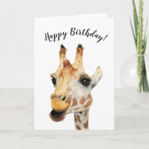 Elegant Giraffe Waterverf schilderij   Birthday Kaart
