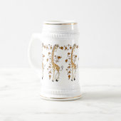 Elegant giraffes gold and white beer stein bierpul (Voorkant links)