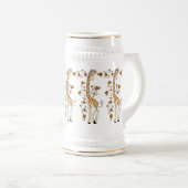 Elegant giraffes gold and white beer stein bierpul (Voorkant rechts)
