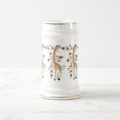 Elegant giraffes gold and white beer stein bierpul (Center)