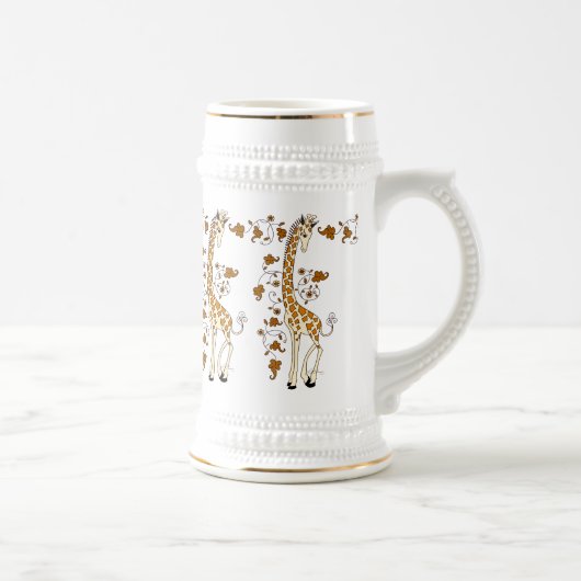 Elegant giraffes gold and white beer stein bierpul (Rechts)