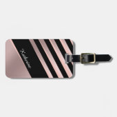 Elegant girale abstracte rozen goud, zwart & roze bagagelabel (Voorkant horizontaal)