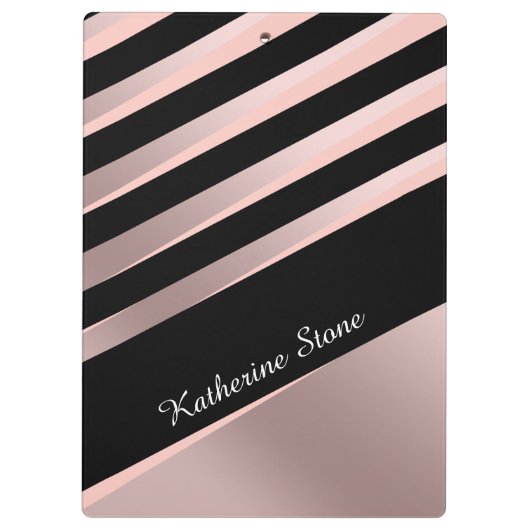 Elegant girale abstracte rozen goud, zwart & roze klembord (Achterkant)