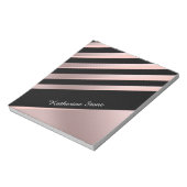 Elegant girale abstracte rozen goud, zwart & roze notitieblok (Linkerzijde)