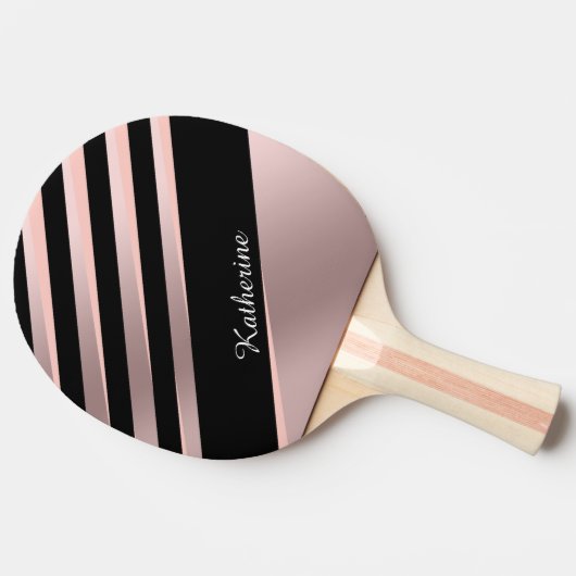 Elegant girale abstracte rozen goud, zwart & roze tafeltennisbatje (Zijkant)