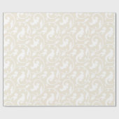 Elegant girale beige florale monogram cadeaupapier (Vlak)