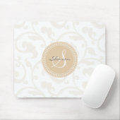 Elegant girale beige florale monogram muismat (Met muis)