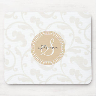Elegant girale beige florale monogram muismat