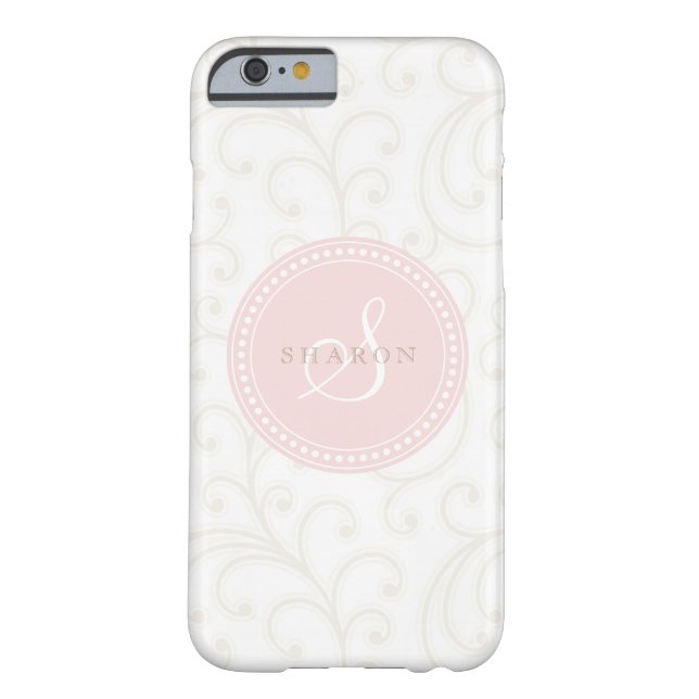 Elegant girale beige witte florale monogram Case-Mate iPhone case (Achterkant)