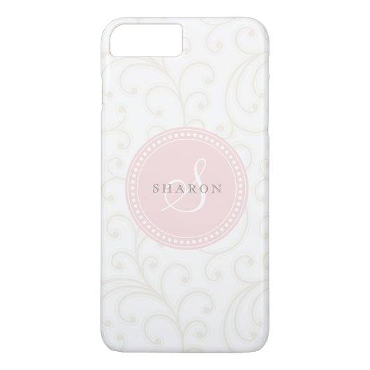 Elegant girale beige witte florale monogram Case-Mate iPhone case (Achterkant)