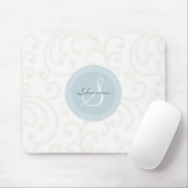 Elegant girale beige witte florale monogram muismat (Met muis)