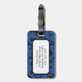 Elegant girale blauw bloemmonogram bagagelabel (Achterkant verticaal)