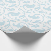 Elegant girale blauw bloemmonogram cadeaupapier (Hoek)