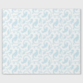 Elegant girale blauw bloemmonogram cadeaupapier (Vlak)
