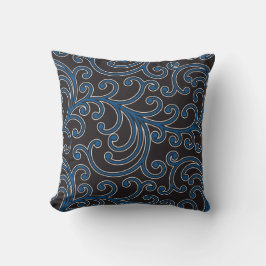Elegant girale blauw bloemmonogram kussen
