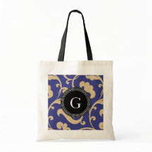 Elegant girale blauw bloemmonogram
