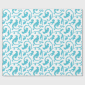 Elegant girale blauwgroen blauw bloemmonogram cadeaupapier (Vlak)