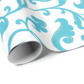 Elegant girale blauwgroen blauw bloemmonogram cadeaupapier (Rol Hoek)
