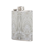 elegant girale crème grijs beige witte florale heupfles (Links)