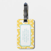 Elegant girale gele florale monogram bagagelabel (Achterkant verticaal)
