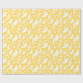 Elegant girale gele florale monogram cadeaupapier (Vlak)