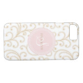 Elegant girale goudroze florale monogram Case-Mate iPhone case (Achterkant (Horizontaal))