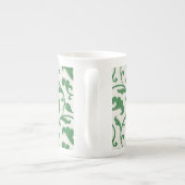 Elegant girale groen bloemenmonogram porselein kop (Achterkant)