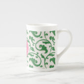 Elegant girale groen bloemenmonogram porselein kop (Rechts)