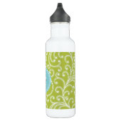 Elegant girale groen bloemenmonogram waterfles  (Rechts)