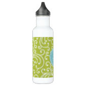 Elegant girale groen bloemenmonogram waterfles  (Links)