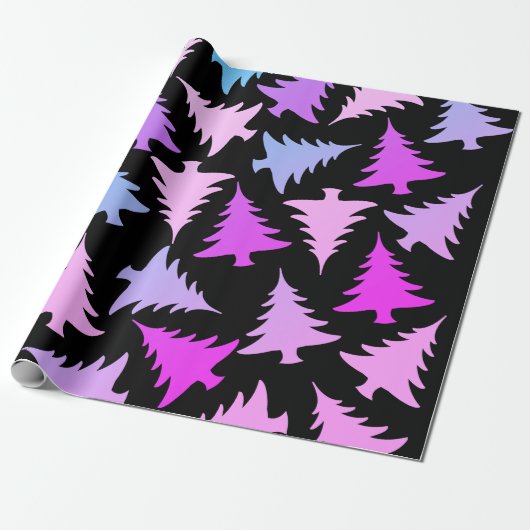 Elegant girale kleurrijke kerstboomstructuur cadeaupapier (Uitgerold)