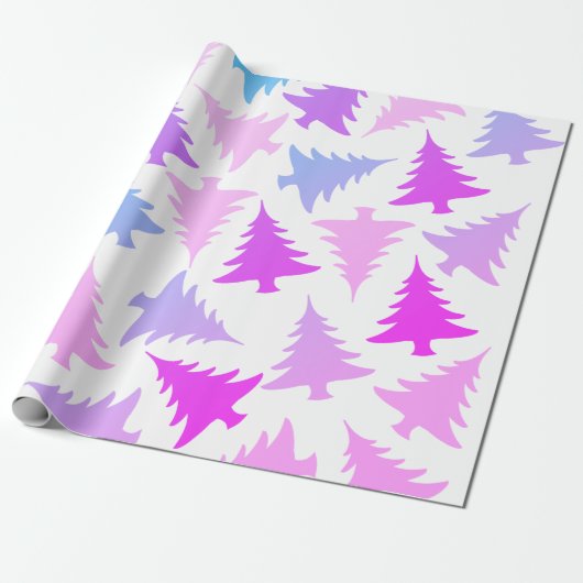 Elegant girale kleurrijke kerstboomstructuur cadeaupapier (Uitgerold)