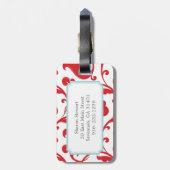 Elegant girale rode florale monogram bagagelabel (Achterkant verticaal)