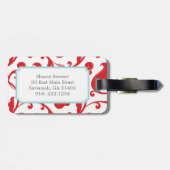 Elegant girale rode florale monogram bagagelabel (Achterkant horizontaal)