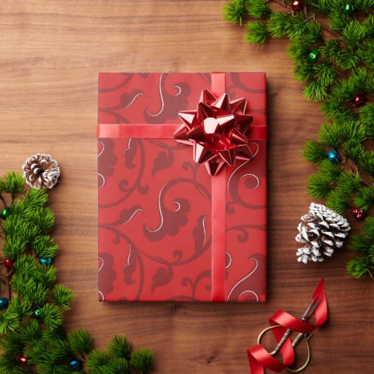 Elegant girale rode florale monogram cadeaupapier (Feestdagen Geschenken)