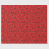 Elegant girale rode florale monogram cadeaupapier (Vlak)