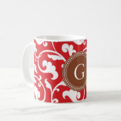 Elegant girale rode florale monogram koffiemok (Voorkant links)
