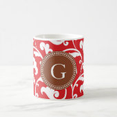 Elegant girale rode florale monogram koffiemok (Center)