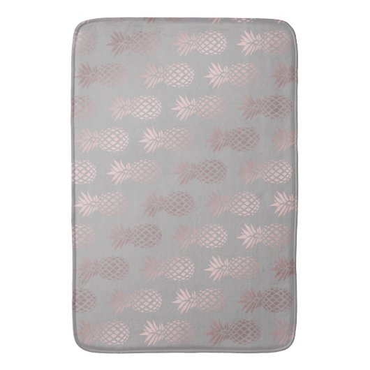 Elegant girale roos goud- en grijze anananaspatroo badmat (Voorkant Verticaal)