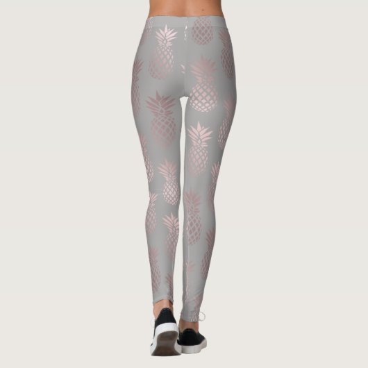 Elegant girale roos goud- en grijze anananaspatroo leggings (Achterkant)