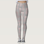 Elegant girale roos goud- en grijze anananaspatroo leggings (Voorkant)