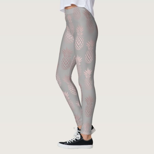 Elegant girale roos goud- en grijze anananaspatroo leggings (Links)