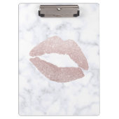 elegant girale roos goud glitter lippen witte marm klembord (Voorkant)