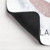 elegant girale roos goud glitter lippen witte marm muismat (Hoek)